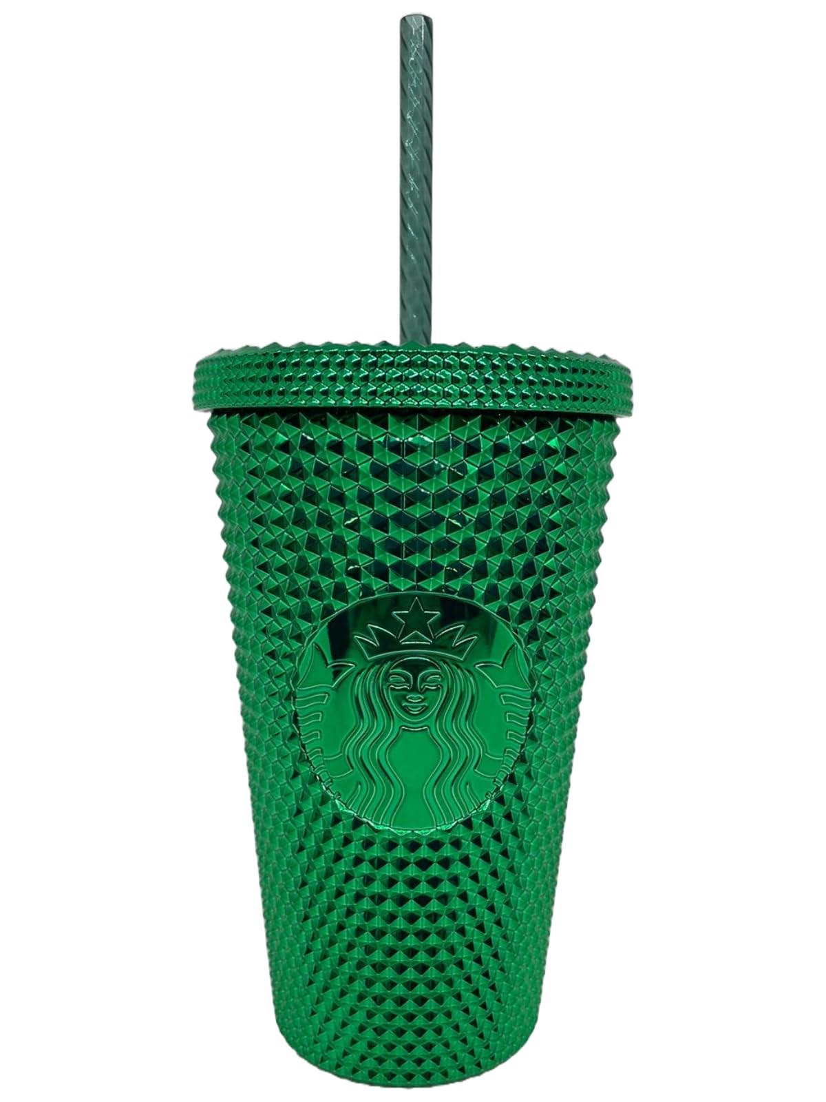 STARBUCKS Trinkbecher mit Nieten, glitzernd, grün, festliche Weihnachts-Edition, Kaltgetränkebecher, wiederverwendbar, 16 Unzen