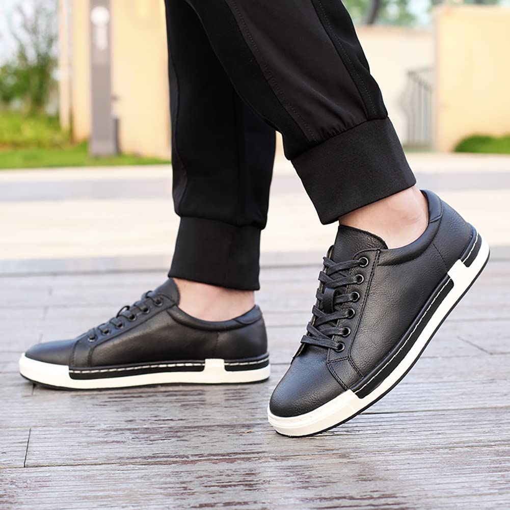 Hommes Casual Cuir Skateboard Fashion Chaussures Dentelle Talons Hauts Chaussures Antidérapantes Business Fashion Floor Comfort Sneakers