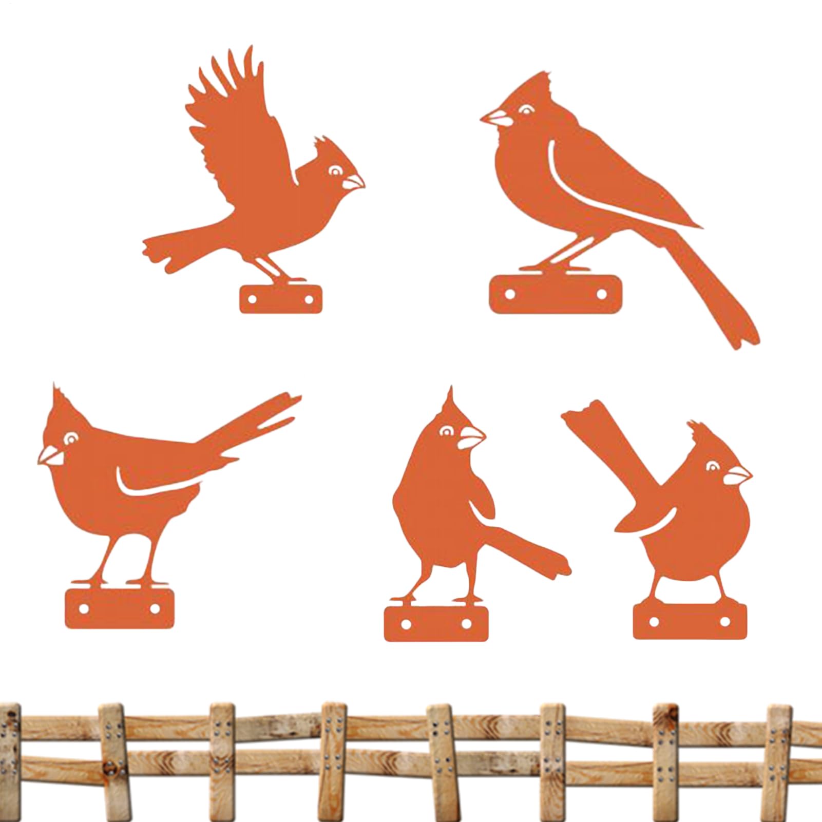 Oiseaux en métal avec poteaux pour décoration de pelouse, lot de 5 figurines d'art de jardin