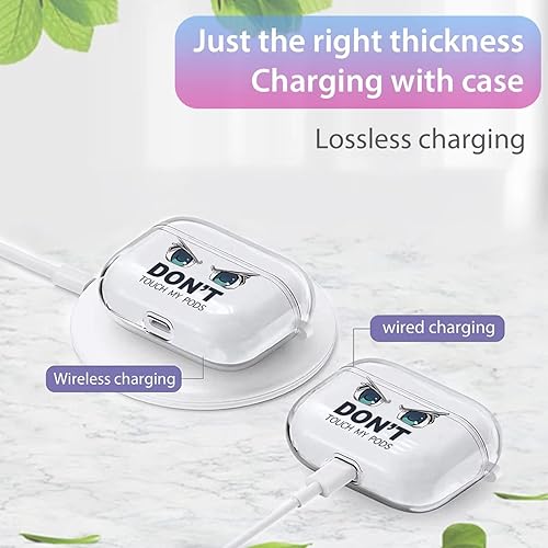 Miniatura 5 de Funda transparente para AirPod Pro 2019, Don't Touch My PODS Negro Cool Cover con llavero Big Eyes Cute Cartoon para AirPods Pro, funda transparente
