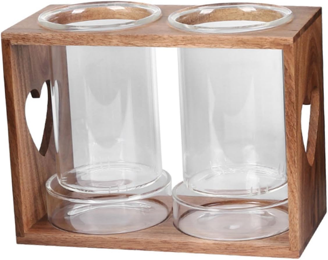 Luxshiny Acacia Wood Chopstick Holder Drain Cage Wooden Rack Chopstick Box Glass Stand