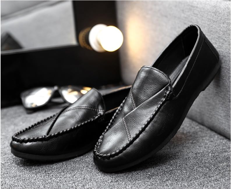 Loafers for Men Round Toe Solid Color Faux Leather Loafer Slip Resistant Lightweight Flexible Walking Slip-on4