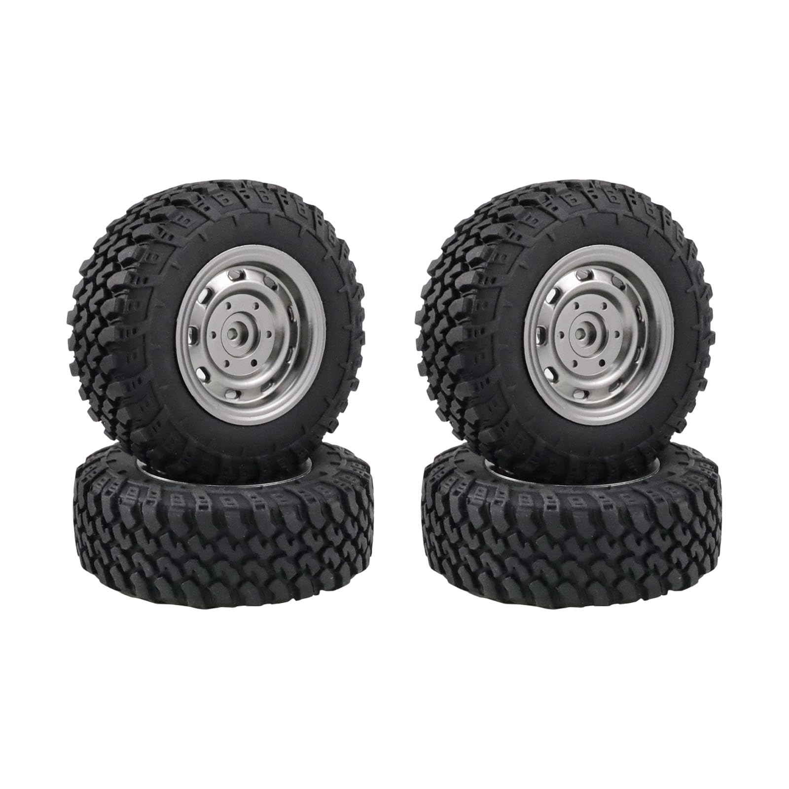 4x 1/12 RC Car Tires Upgrade Black High Performance Rubber Tires DIY Replacement Accessories for MN72 MN168 MN82 MN99S Truck, Titanium