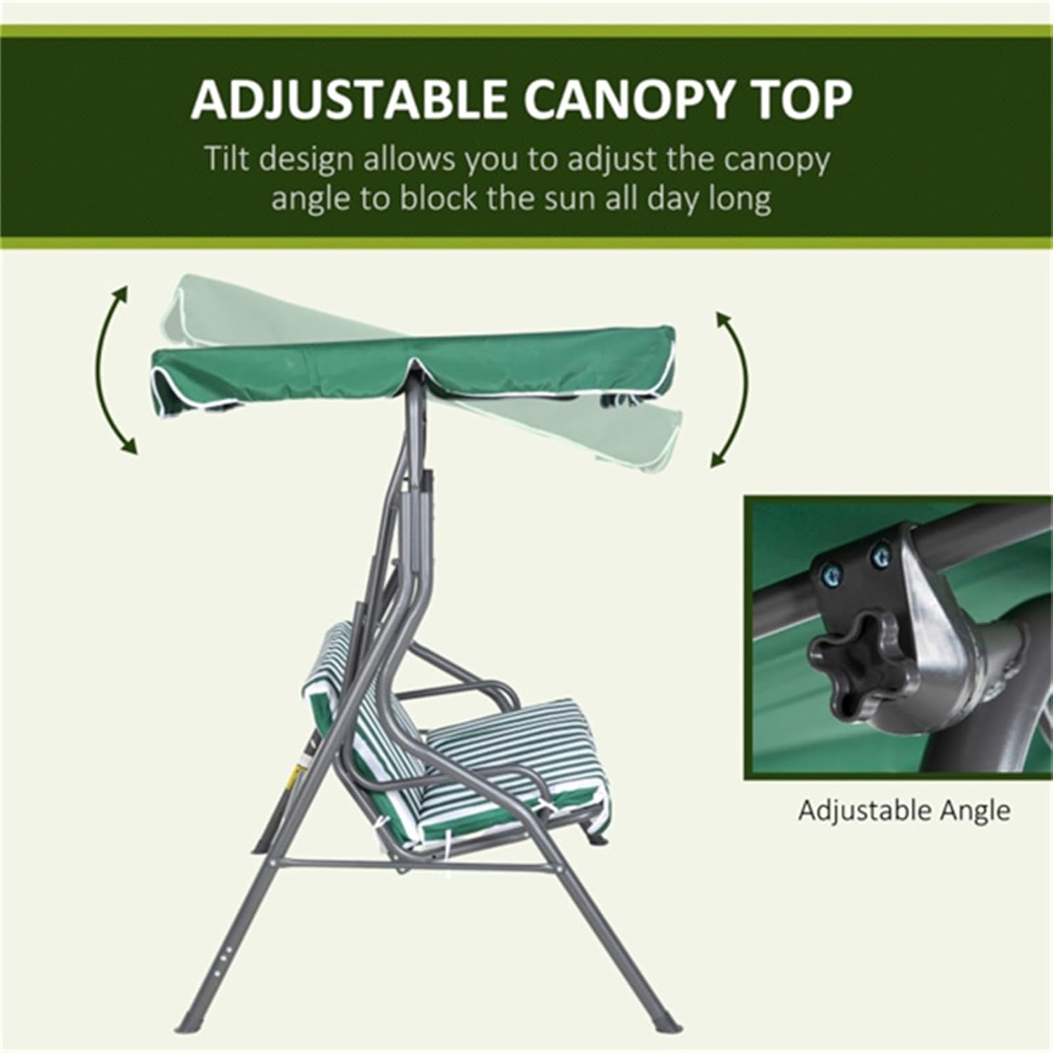 Outdoor Porch Swing, Courtyard Wind-Viewing Chair, Courtyard Waterproof and dustproof seat Cover, Comfortable Sitting - Green