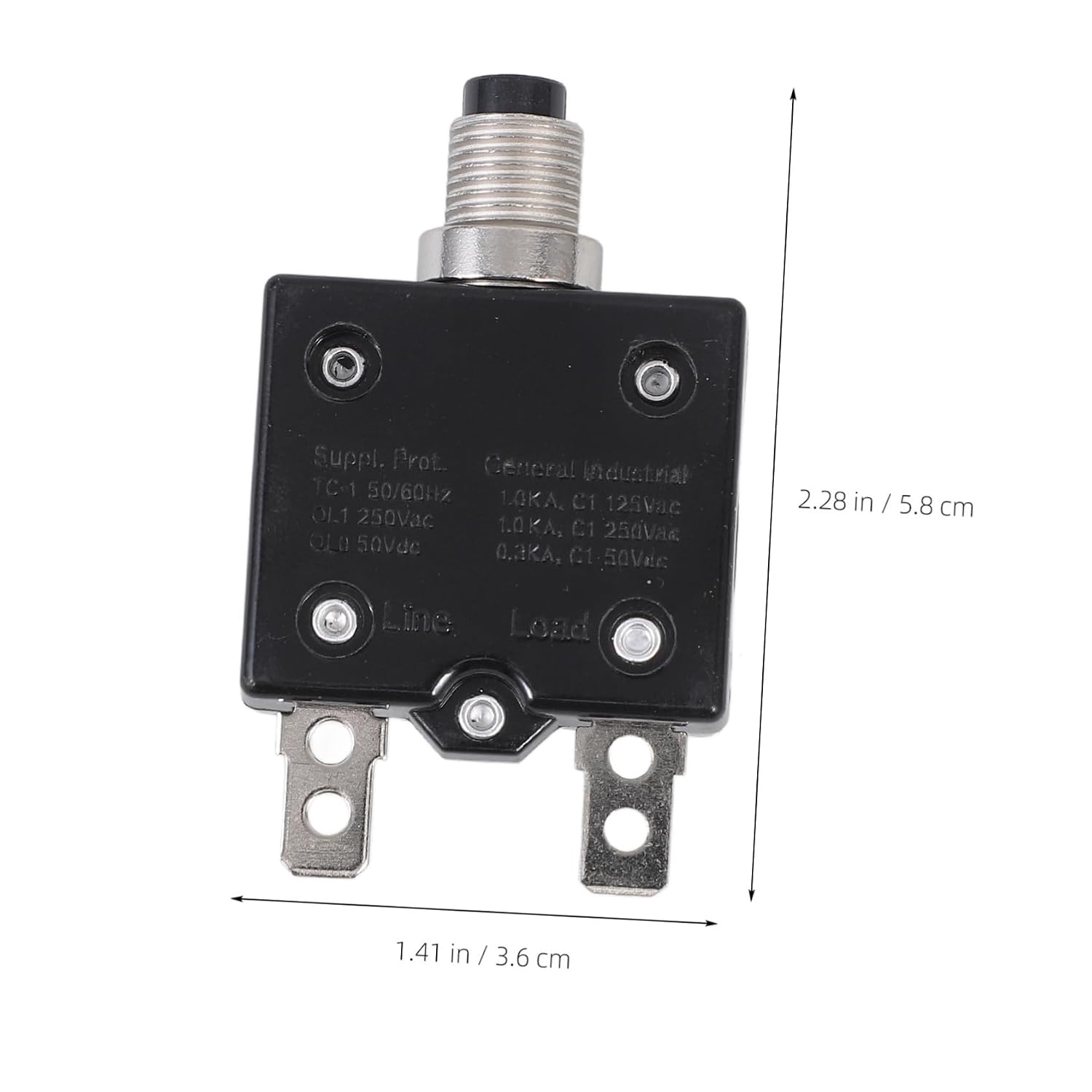 250v Push Button Circuit Breaker Overload Protector for Automotive and Applications Manual Reset Design with Reliable Circuit Protection Dc