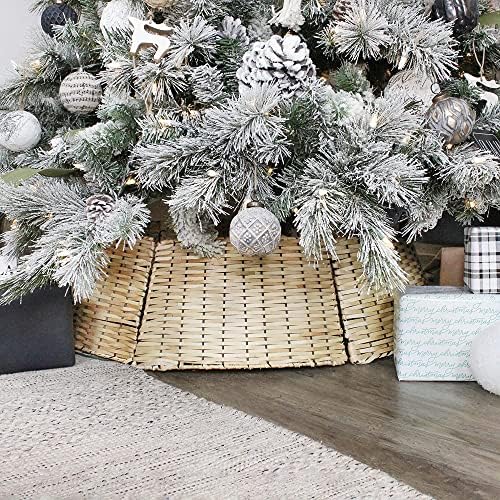Amazon.com: AuldHome Design Wicker Christmas Tree Collar (White, 29 ...