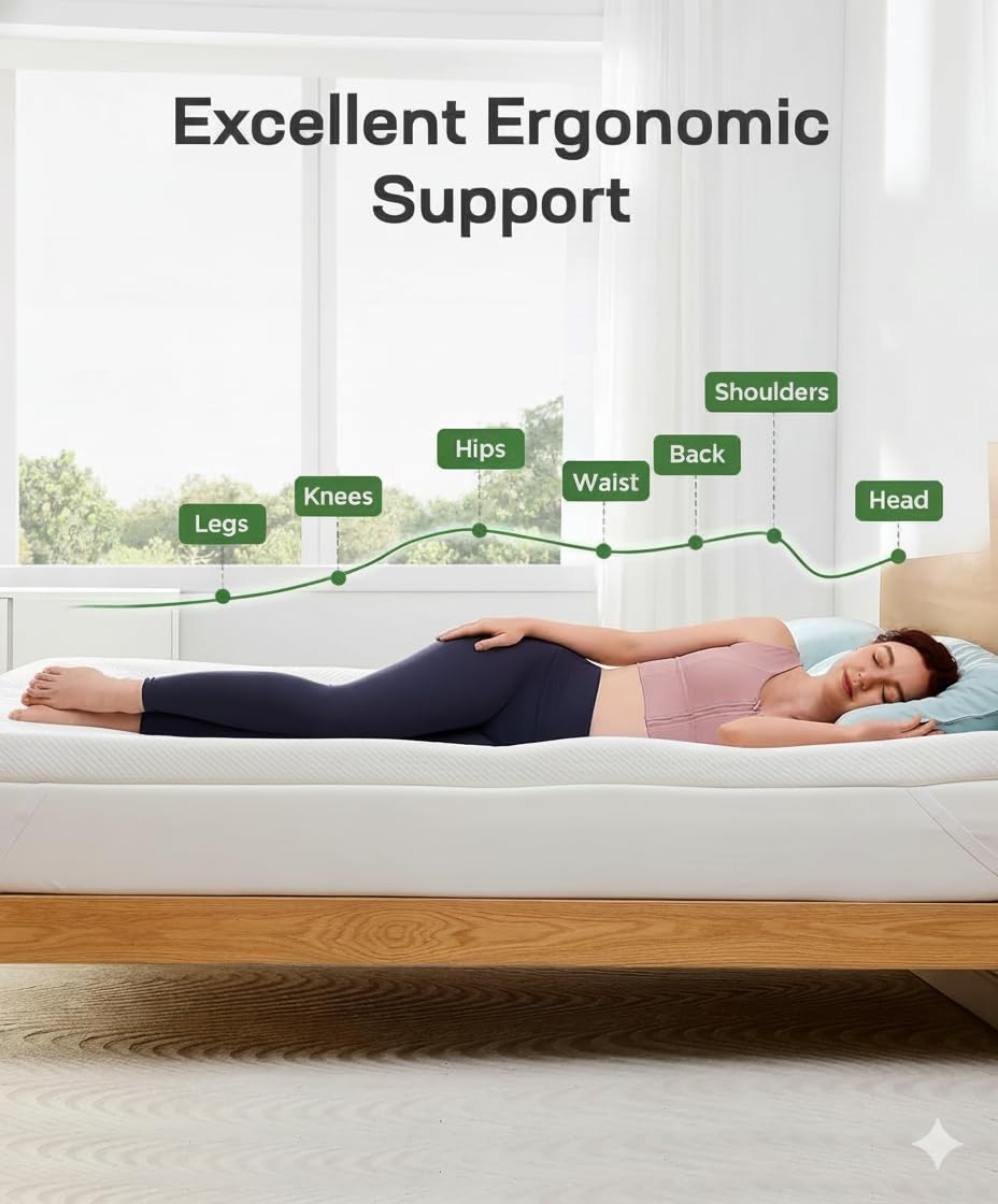 Marsail Queen Size Memory Foam Mattress Topper, 3 Inch Cooling Gel Infused Mattress Topper with Soft Cover, CertiPUR-US and Oeko-TEX Certified, Suitable for Sofa, RV, Camping - Image 4