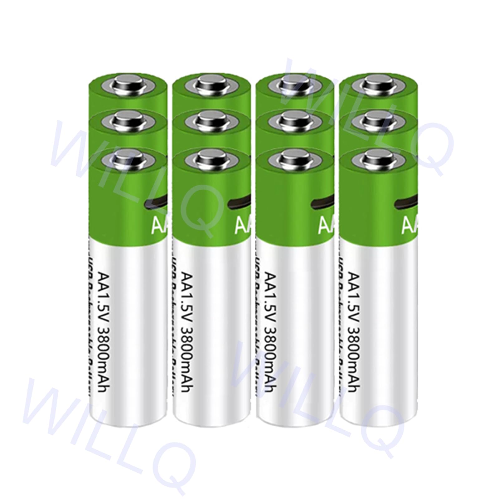 Baterías Litio AA Recargables por USB 1,5V 5700mWh (3800mAh) Batería Iones Litio Doble A 1,5V con Cable de Carga USB Paquete de baterías de Carga rápida 1 Hora