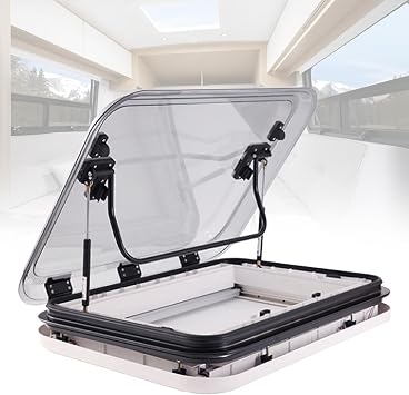 RV Replacement Roof Double-Layer Window, Universal Vent Hatch, with Sunshade and LED Light, for Trailer Motorhome Caravan,800 500mm