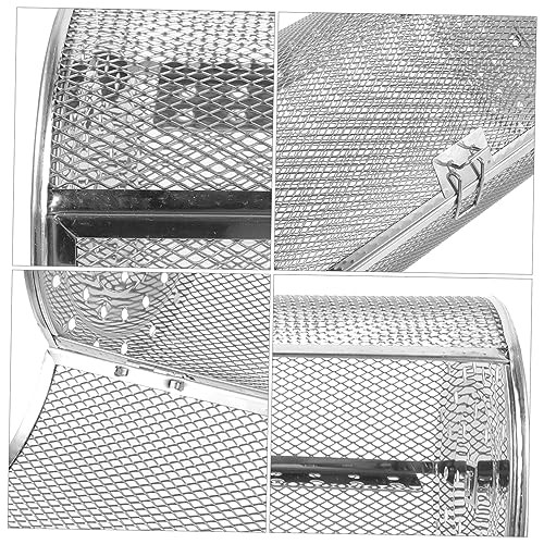 Luxshiny Stainless Steel Rotisserie Oven Cage with Movable Door Versatile Grill Roaster Drum for Nuts Dried Fruits and Meat Easy Locking Design for Secure Cooking and Hassle