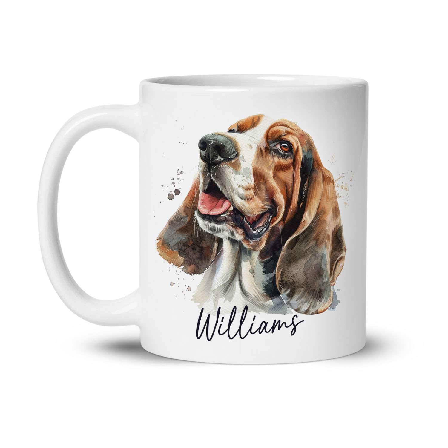 Personalized Basset Hound Coffee Mug - Custom Name Dog Mug, Ceramic Novelty Gift For Dog Lovers & Owners