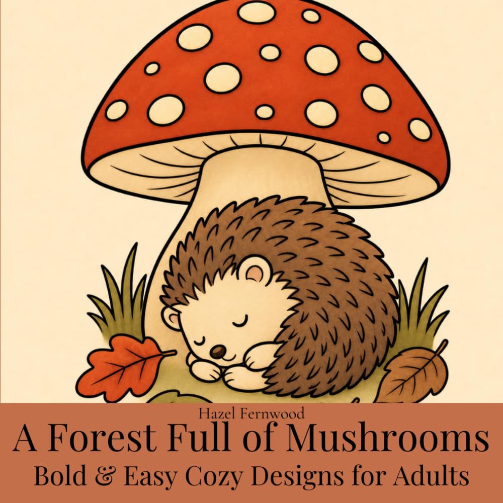 A Forest Full of Mushrooms: Bold & Easy Coloring Book for Adults - 40 Simple Forest Illustrations for Relaxation (Cottagecore Cozy Coloring Books)