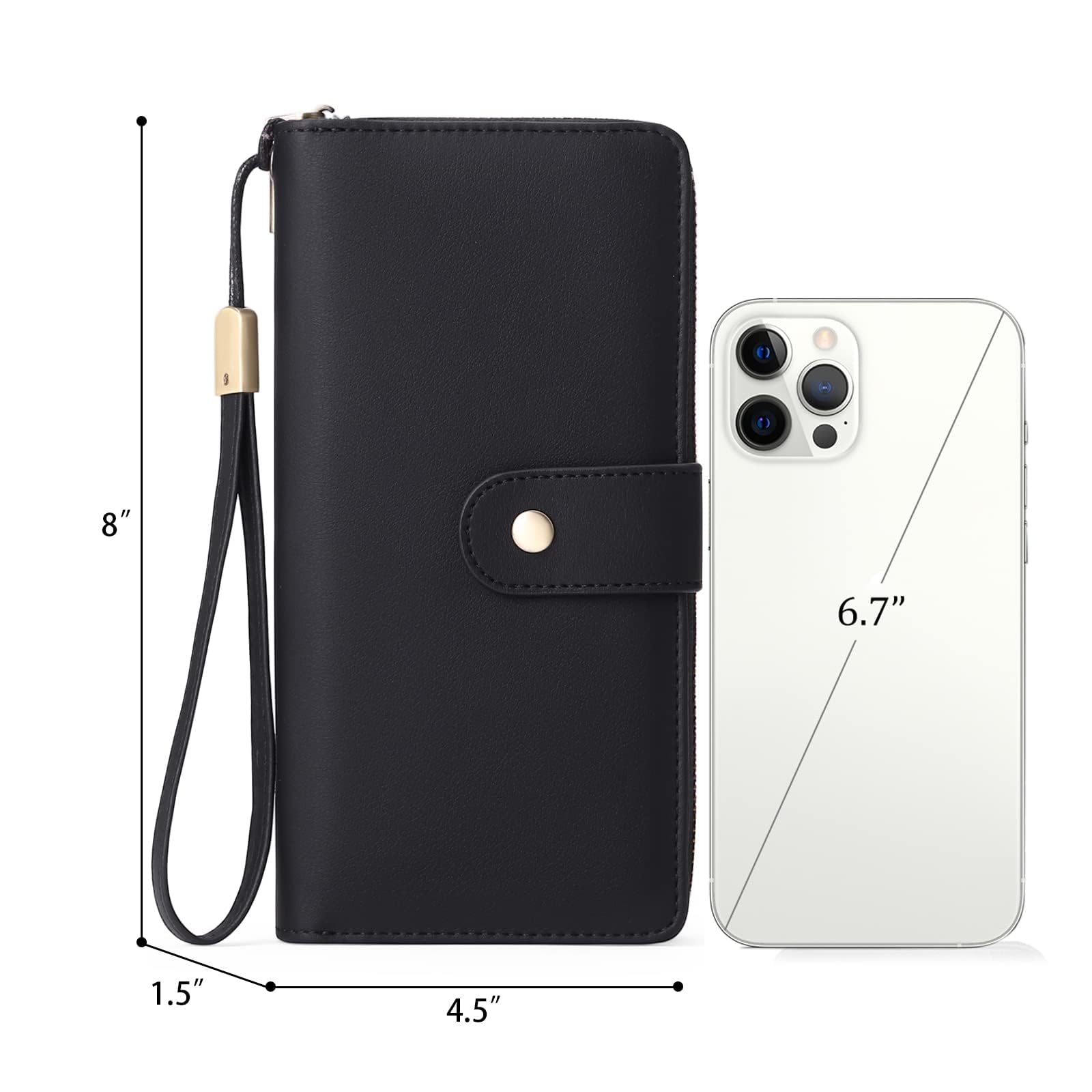 GAEKEAO Portefeuille Femme Cuir Synthétique, Grande capacité Porte Monnaie avec RFID Blocage, Porte-chéquiers Porte-Cartes pour 14 Cartes