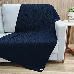 Manta Trico Sofa Decorativa 150x90cm Usufruto Tricot c003 Cor:DENIN