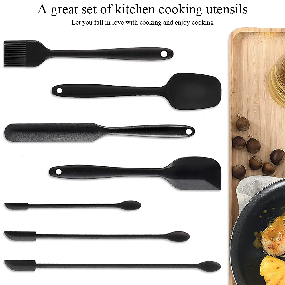 Set di raschietti per pasta da 7 pezzi, spatola in silicone resistente al calore, mini spatola con cucchiaino, pennello da forno, utensili da cucina per cucinare e cuocere, lavabile in lavastoviglie