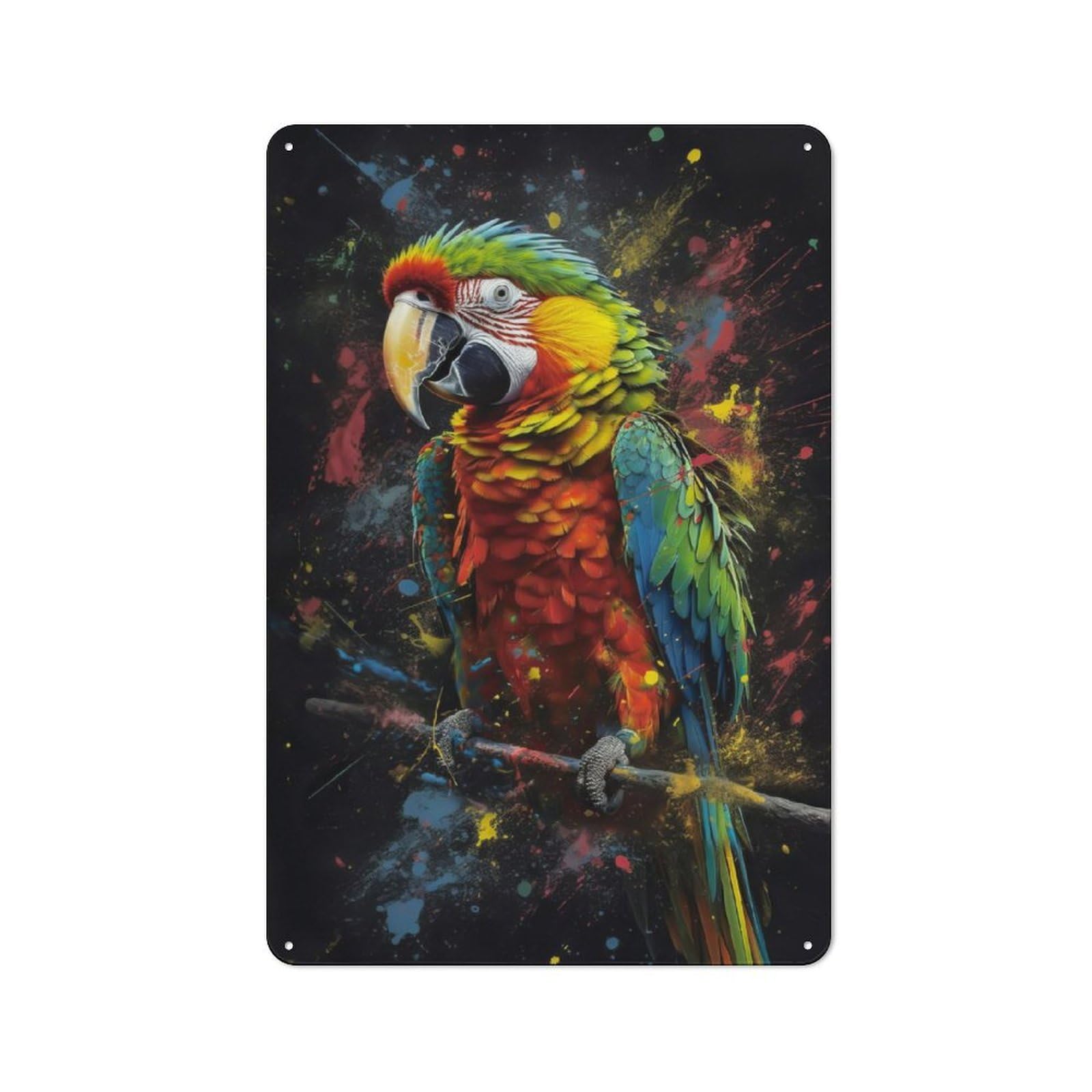 Junmoney Parrot Painting Classic Metal Wall Decor 30X20cm, Decorative Tin Plaque For Cafe, Pub, Workshop Or Home Bar