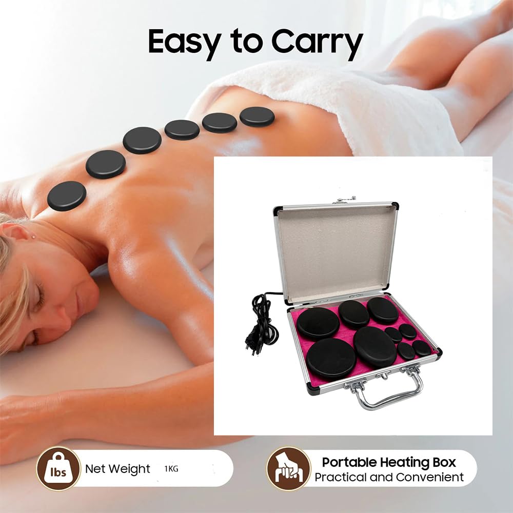 NEWFUM Pierre Chaude Massage,9 Pierres de Massage Chaudes, déales pour le Spa, la Massothérapie et la Relaxation (9PCS)