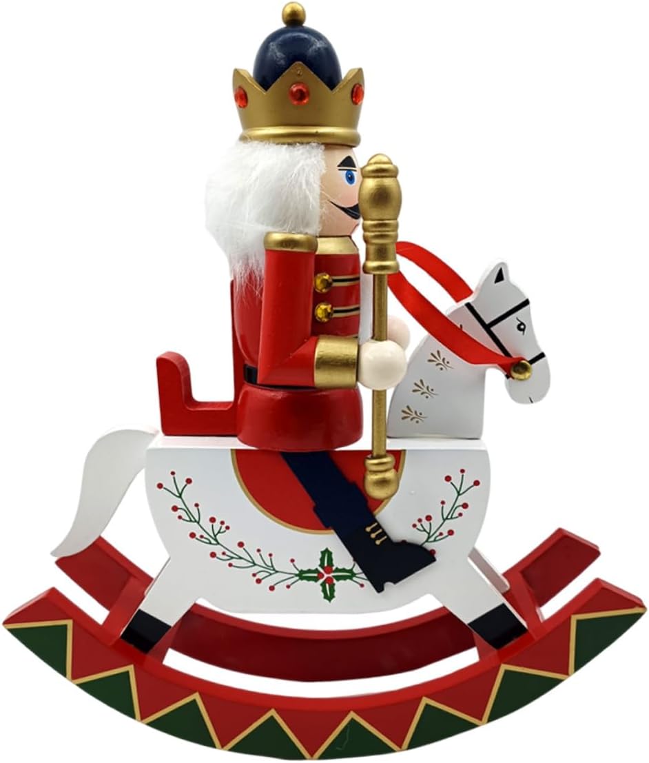 Traditional Wooden Nutcracker Figurine Christmas Nutcracker Puppet Large Red Soldier Sculpture Festive Table and Shelf Decoration for Holiday Home