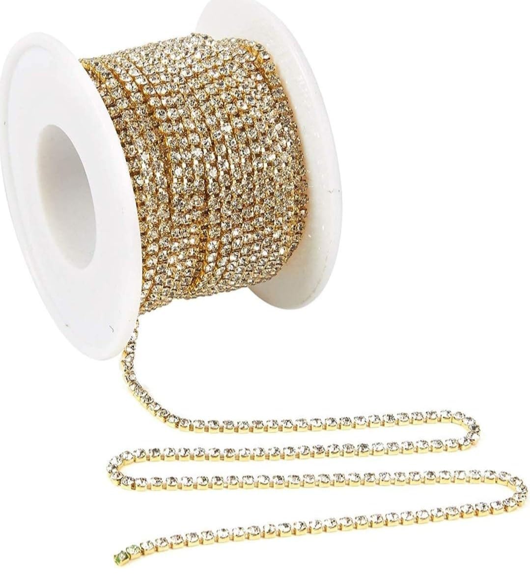 ARK Stone Chain for Jewellery Making, 2mm, White Stone/Gold Base - Pack of 10 Meters-image-22
