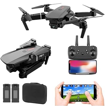 SHOPOGENIX Drone with Camera Live Video,WiFi FPV Drone for Adults with HD 120 Degree Wide Angle Camera 1200 Mah Long Flight time Auto Hover Fold able RC Drone Quad-Copter (Black).