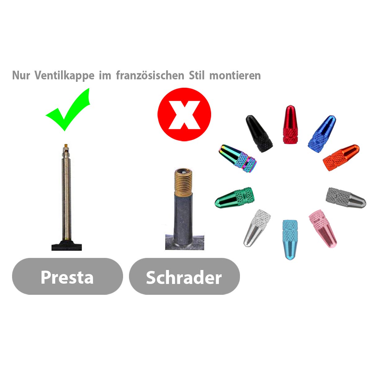TANSAR 20 Tappi Per Valvole Presta Per Bicicletta, Copri Valvola Francese, Colore Nero, Protezione Per Pneumatici, Piccoli Accessori Bike - 2