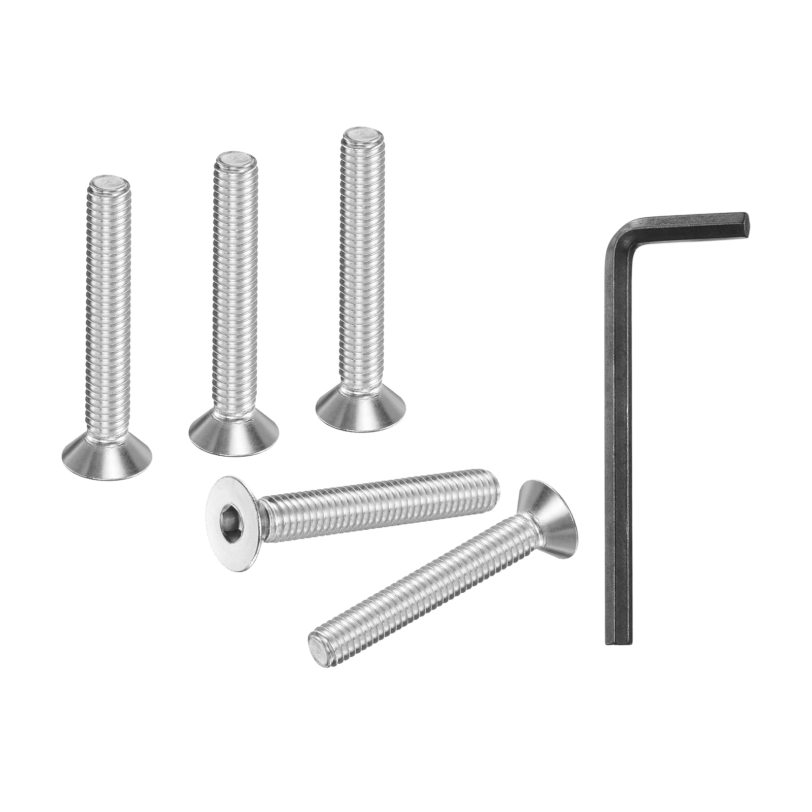 PATIKIL M6-1x40mm Flat Head Socket Cap Bolts Screws, 20 Pcs 304 Stainless Steel Full Thread Hex Drive Countersunk Bolts with Hex Wrench for Car Bike Ship Assembly Accessories โ image 1