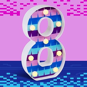 LED Number Lights Cartoon Themed Birthday Decorations LED Light Up Number Centerpieces Table Decoration for Party Supplies Backdrop Wall Decor for Birthday Party Decorations (Number 8)