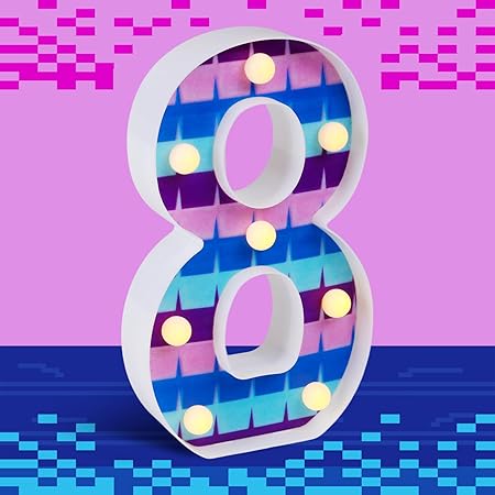 LED Number Lights Cartoon Themed Birthday Decorations LED Light Up Number Centerpieces Table Decoration for Party Supplies Backdrop Wall Decor for Birthday Party Decorations (Number 8)