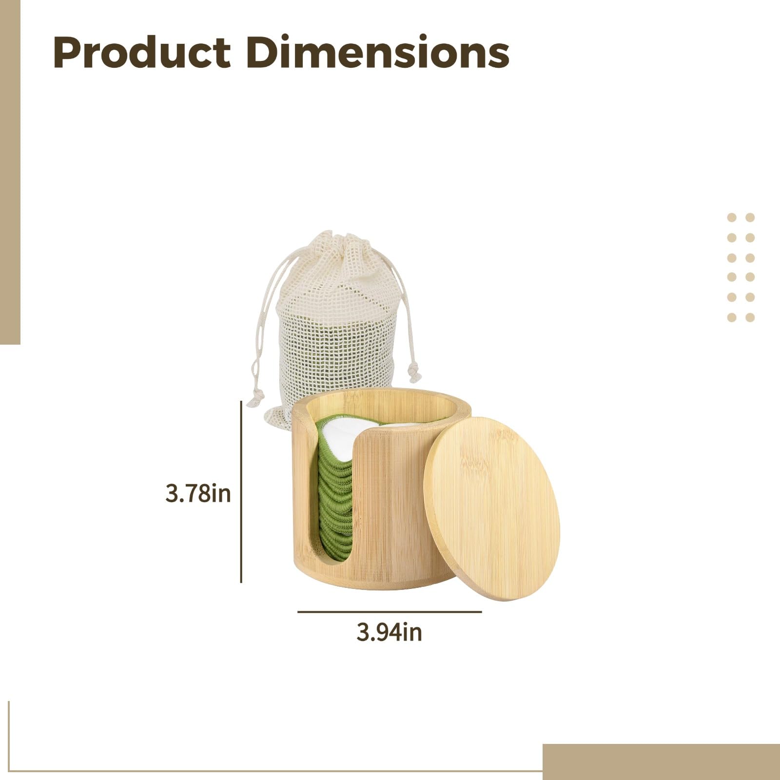 16 Stk. wiederverwendbare Make-up-Entfernungspads mit Holzbehälter und Papierbox, Gesichts-Pads aus Holzfaser mit grünen Rändern, waschbar mit Deckel, kompakt für Reisen und Aufbewahrung