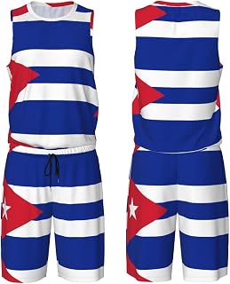 Cuban flag Men's basketball uniform set, moisture-wicking, quick-drying and breathable, with a loose design.