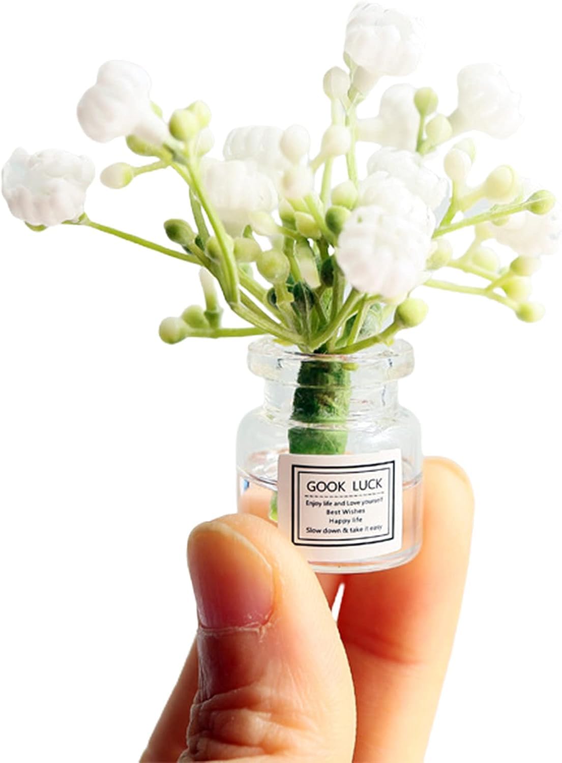 Miniature Flower in Vase Dollhouse Mini Jasmine Flowers Handmade Easily Matched Dollhouse Flower Vase Set Model Decor for 1:6 or1:8 Scale Micro