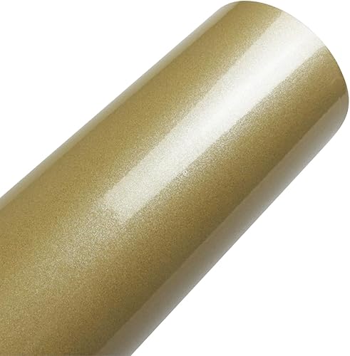 Queenbox Película adhesiva de vinilo sólido brillante para automóvil, fácil de instalar, para manualidades, color dorado de 4.7 x 39.4 in