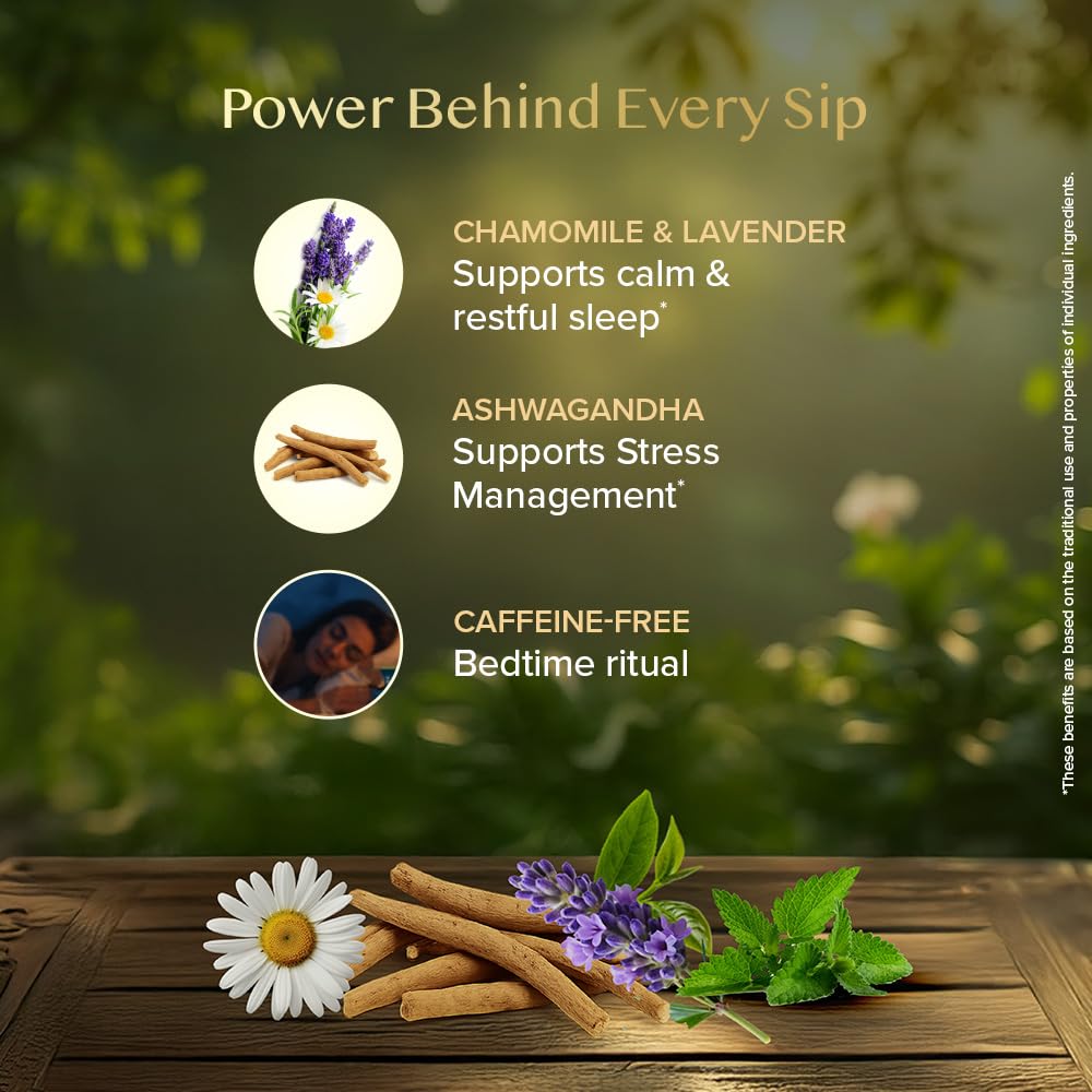 VAHDAM Chamomile Lavender Herbal Infusion - 36 TB | Supports Calm & Restful Sleep | Non-Habit Forming | 8-Herb Caffeine Free Bedtime Tea | With Ashwagandha, Peppermint & Lemon Balm 1