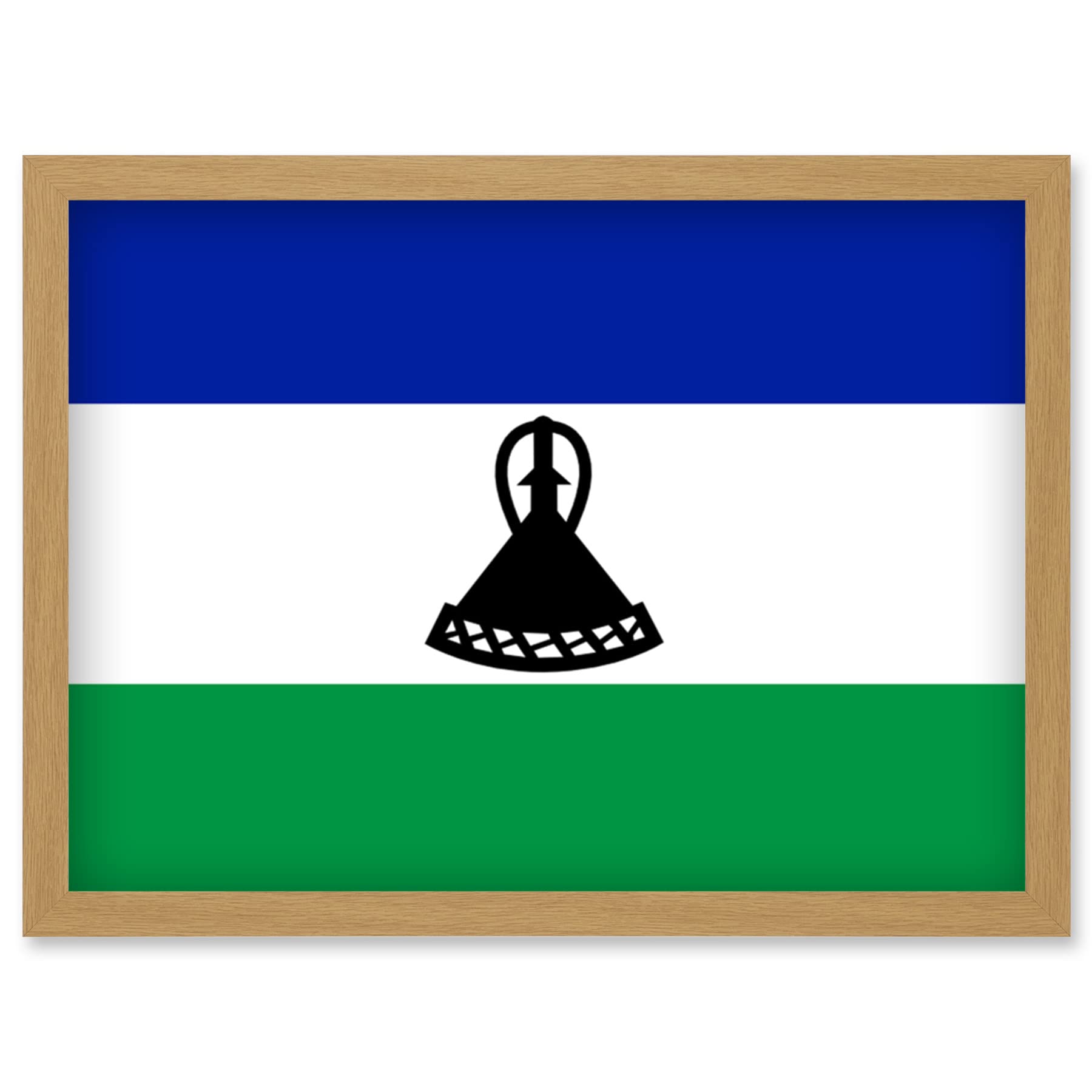 Artery8 Lesotho National Flag Patriotic Vexillology World Flags Country Region Poster Artwork Framed Wall Art Print A4