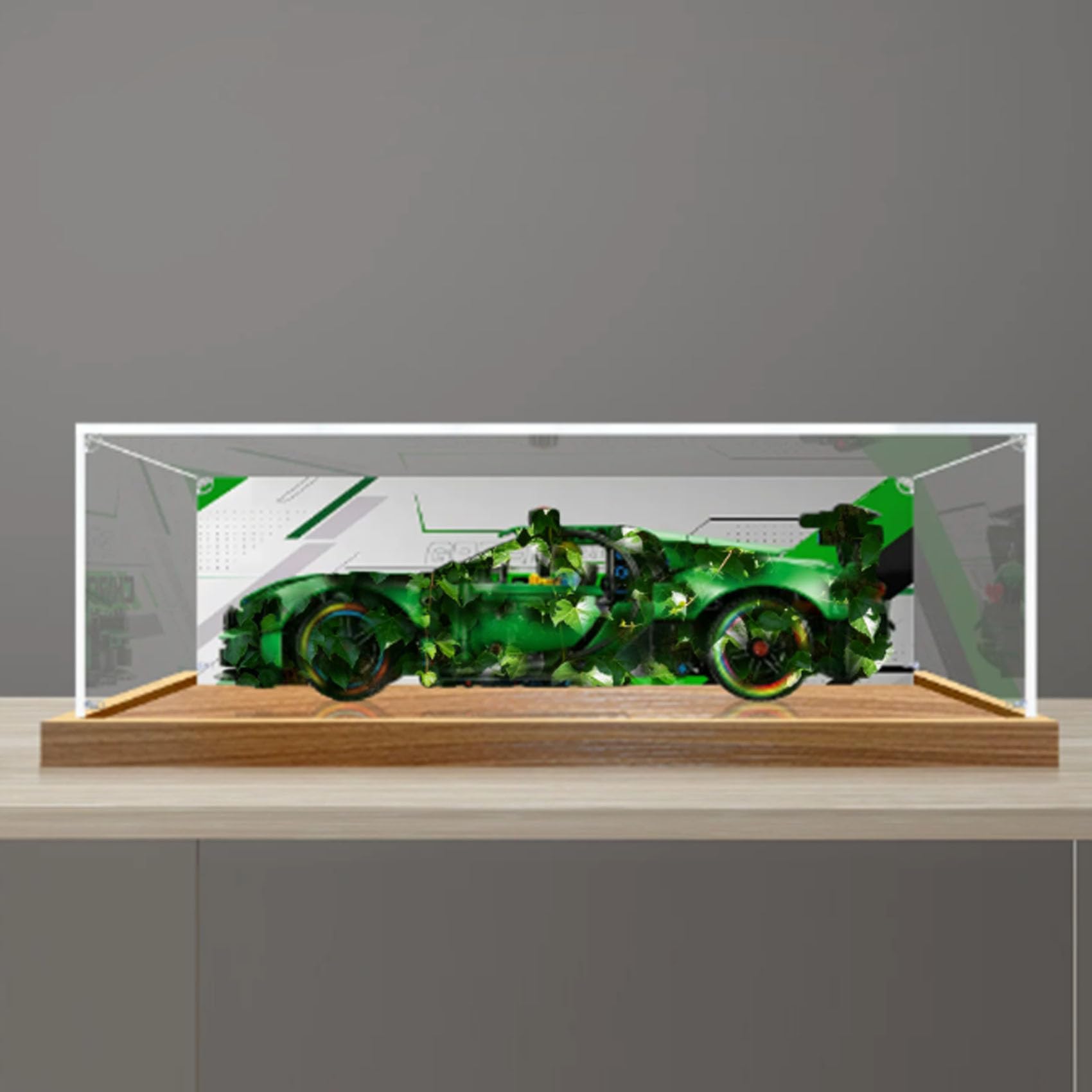 Acrylic Display Case for Le-go 10365 Sports Car Model, Dustproof Display Box (display box only) (StyleB Background 3mm)