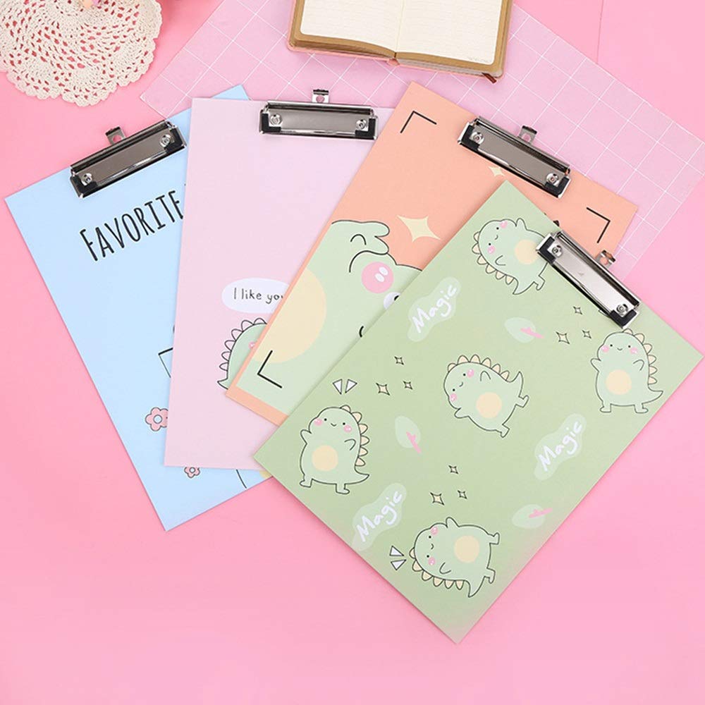 Zwischenablage für Bürobedarf 4Pcs A4 Cartoon Zwischenablage Profil Clip Hartfaser- Papierhalter Multifunktionsschreib Memo-Ordner for Schule-Büro Haltbarer Clip mit niedrigem Profil
