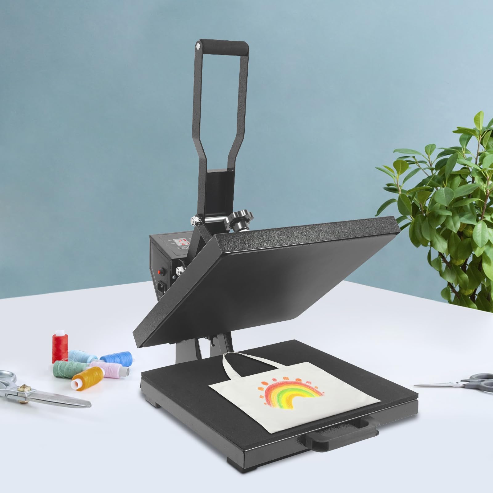 Pressa elettrica per stampa a caldo, 38 x 38 cm, 1400 W, con regolazione digitale della temperatura 32 – 482 ° F, pressa termica per magliette con protezione da sovraccarico
