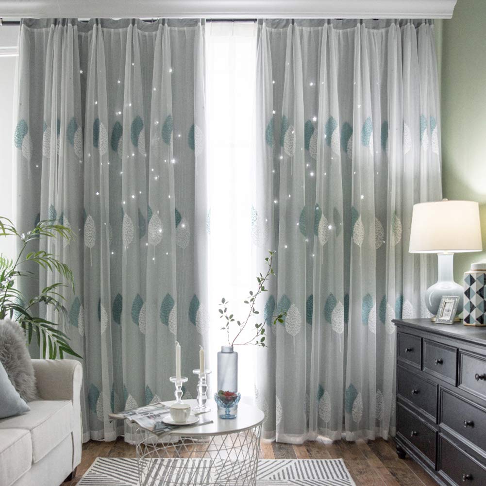 Rideau occultant à économie d'énergie superposé tulle pour salon et hôtel
