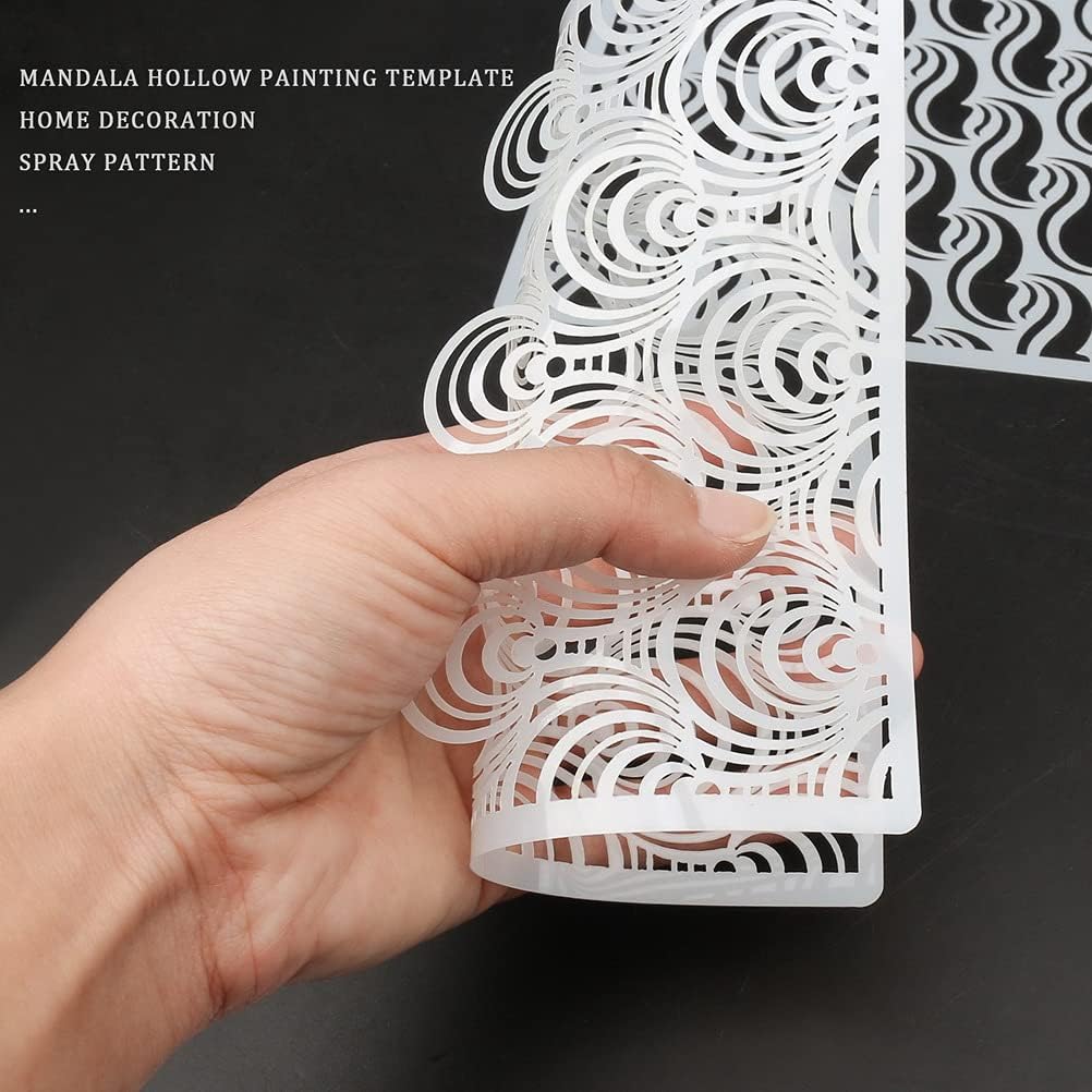 25 Pack (8 x 8 Inch) Geometric Stencils Pattern Templates for Painting on Scrapbooking Cookie Tile Wood Wall Floor Decor Craft Drawing Drawing Tracing DIY Art Supplies