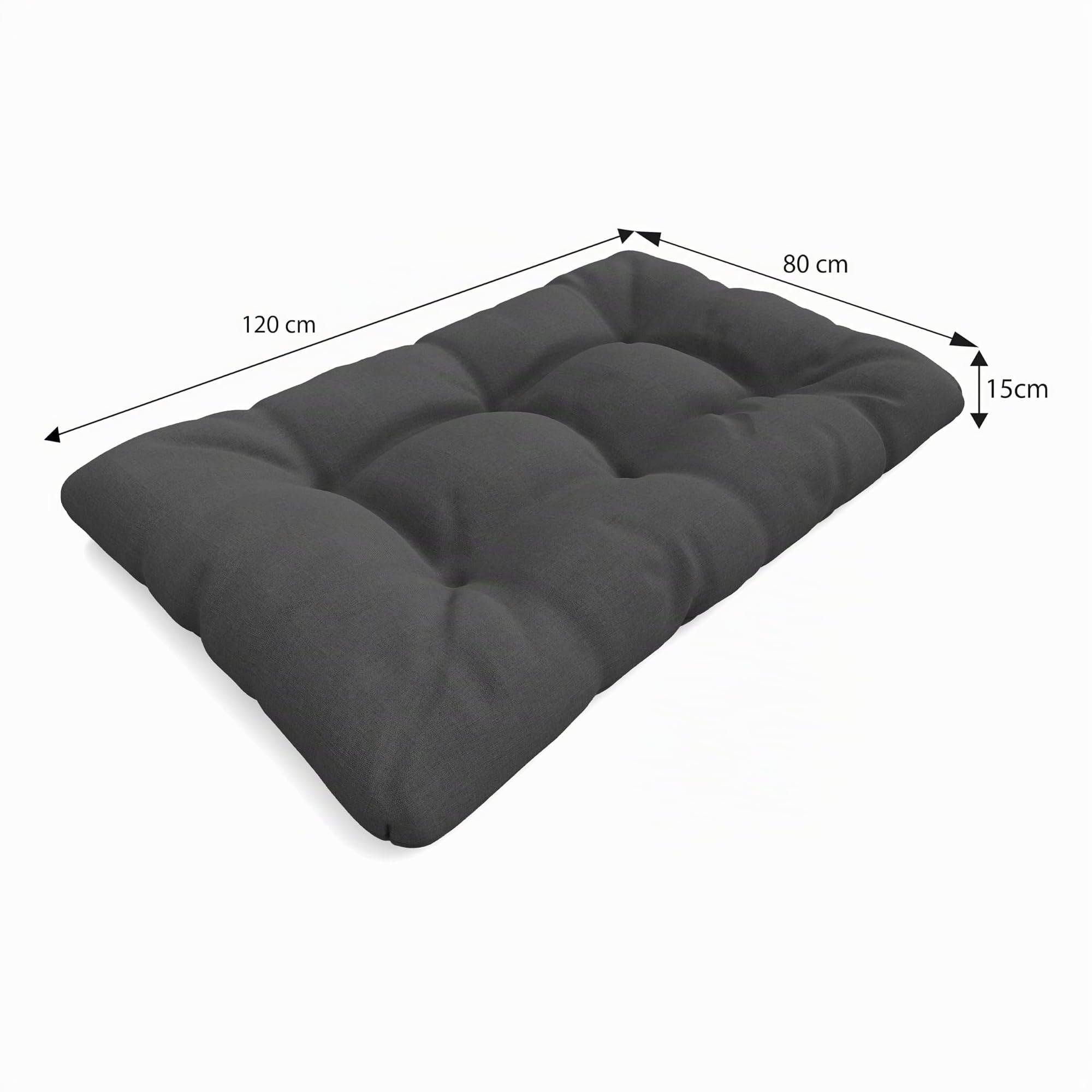 POKAR Set de 2 Coussins pour Palettes Euro Déperlant: 1x Assise 120x80cm + 1x Dossier 120x40cm, pour Canapé de Jardin, sans Palette, Anthracite