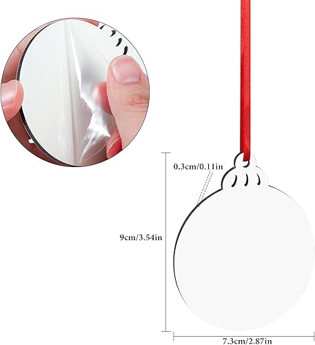 Miniatura 9 de Adorno de Navidad en blanco de 4.3 x 3.1 pulgadas, 10 piezas de sublimación en blanco con cuerda roja para manualidades, árbol de Navidad,