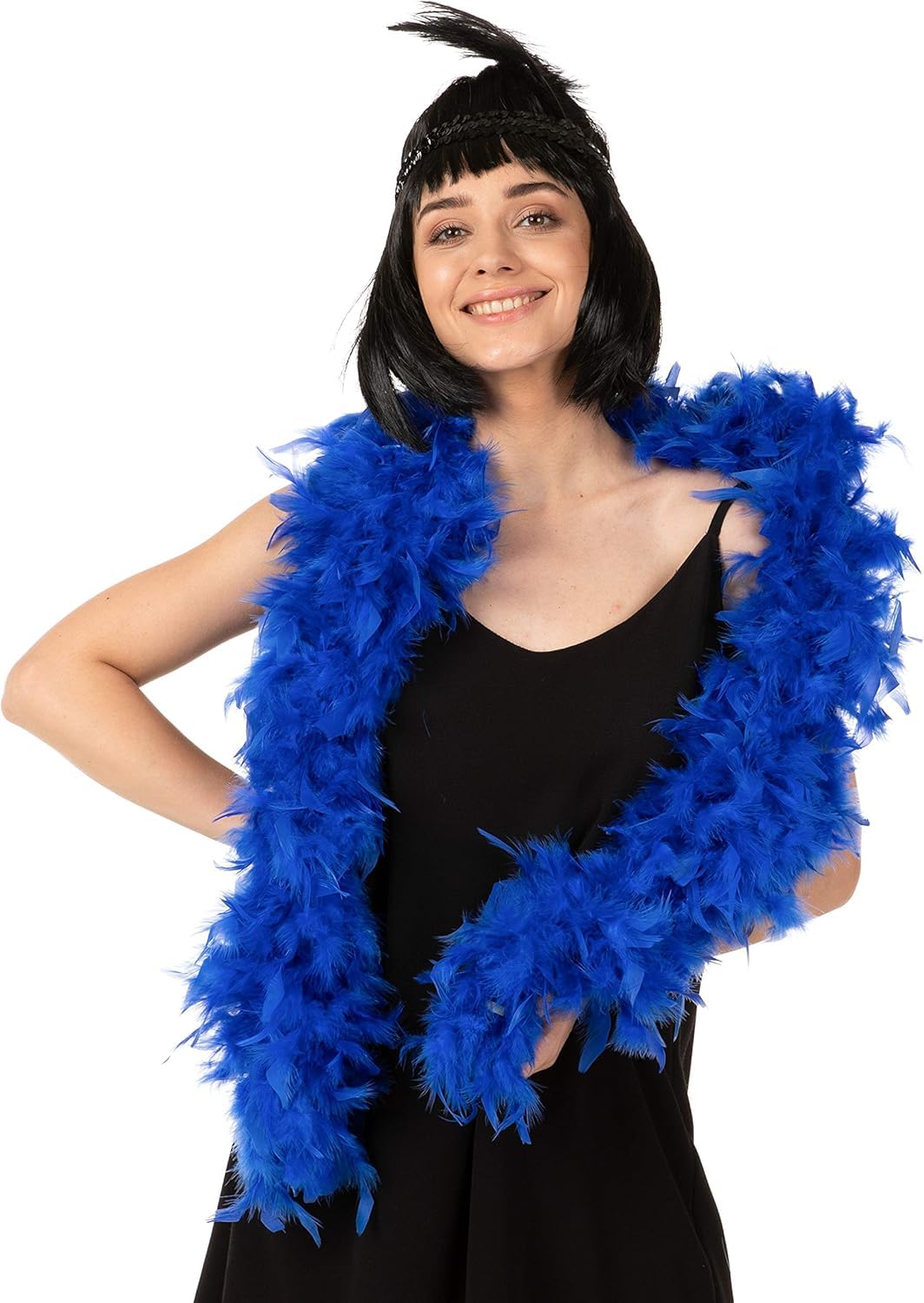 Mystic City 85g Feather Boa 180cm 1920s Accessories for Women Burlesque Fancy Dress Mardi Gras Moulin Rouge Outfit Shawl Wrap Costume Gatsby Hen Party (Blue) — image 1