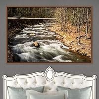 Framed Canvas Wall Art Forest Rivers Group Multicolor Nature Photography Realism Relax/Calm - 16x24 inches