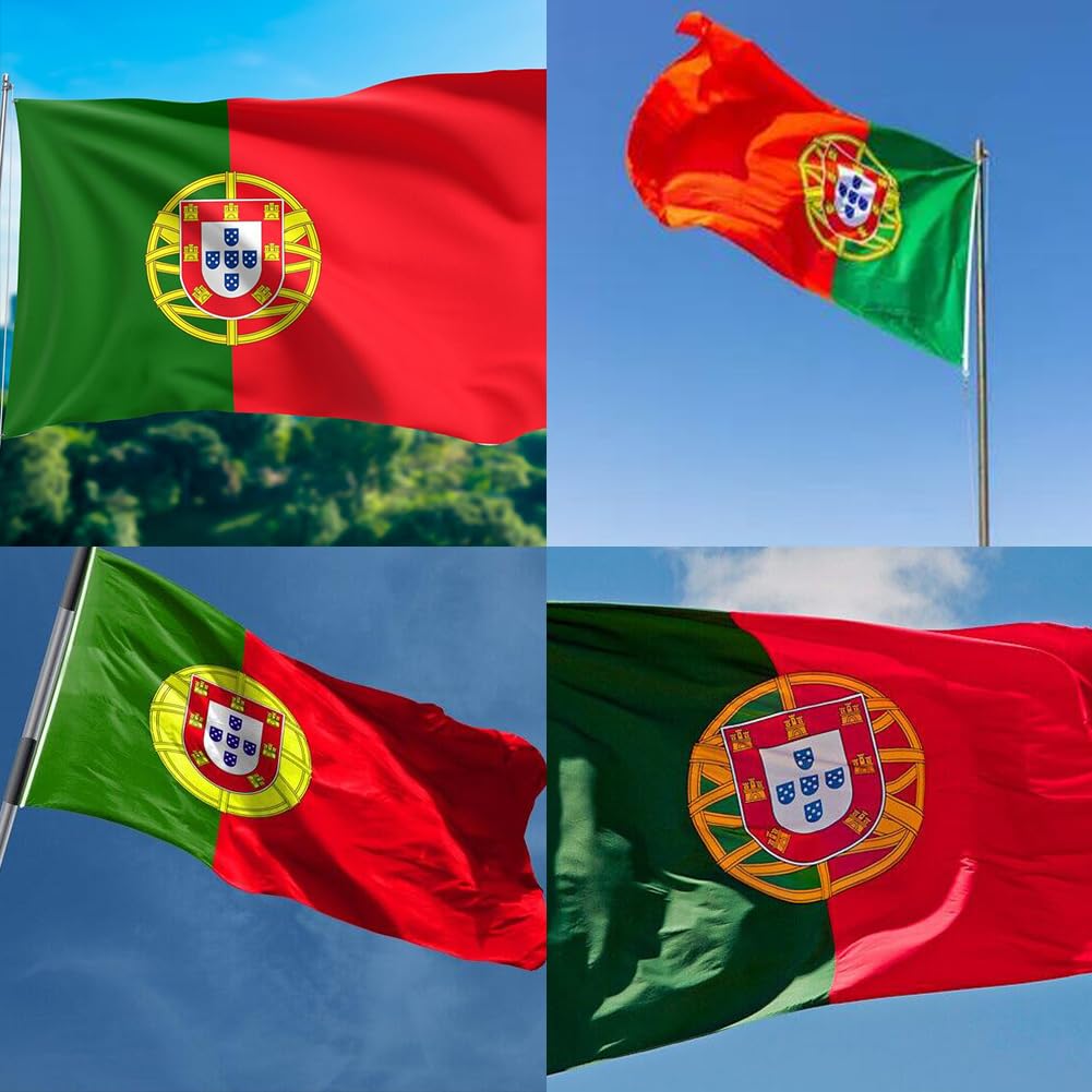 Bandera De Portugal 150x90 Cm | Especial Para Hinchas, De Poliéster Con Doble Costura