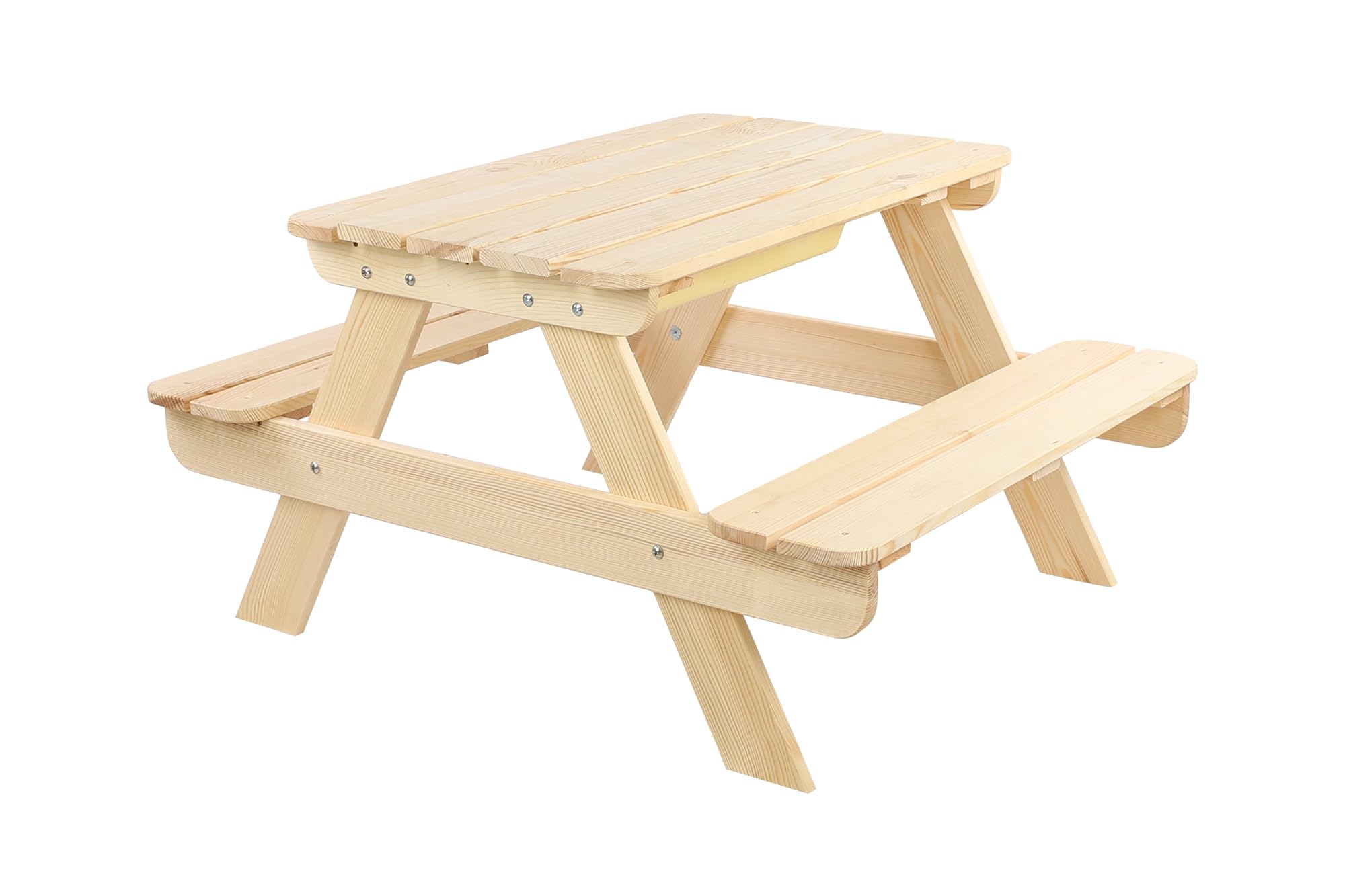 Picknicktisch Mit Bank Kindersitzgarnitur Kindertisch Gartentisch Holz Set SPD mit Sandkaste Matschküche Farben (HxBxT: 52x100x80 cm) (Natur)
