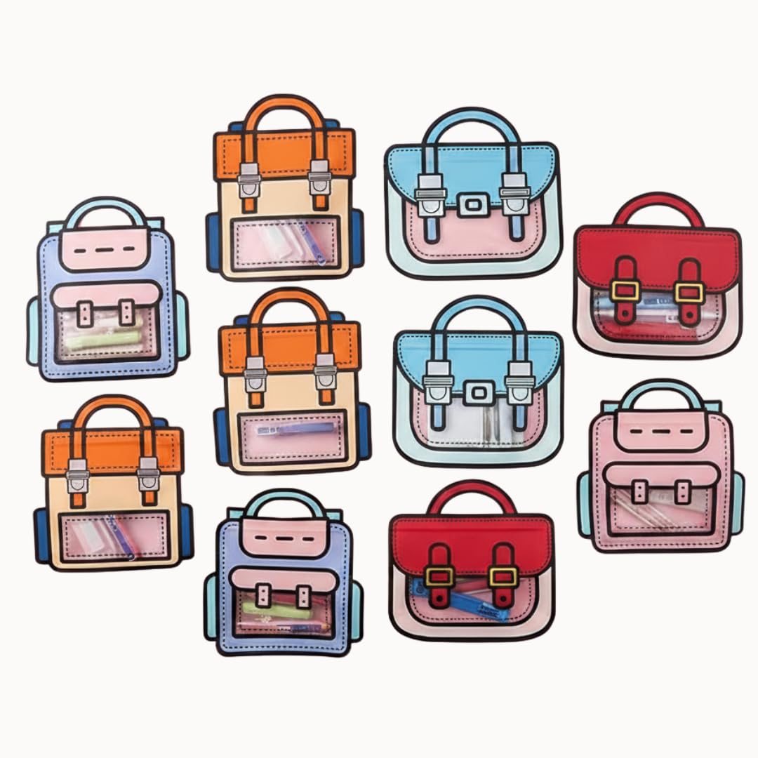 Set of 5 Cute Mix Size Goodies Bags for Kids | Cartoon Theme Return Bags Pouches | Reusable Party Favor Bags for Birthday, School Event, Classroom Supplies, and Kids Stationery Storage-image-36
