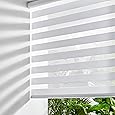 Joydeco Cordless Zebra Blinds for Windows, Dual Layer Light Control Window Blinds with Light-Proof Aluminum Cover, Free-Stop Roller Shades for Home & Office (Coffee,33" W x 75" H)