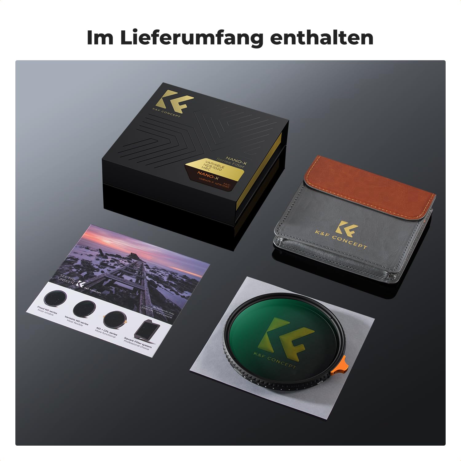K&F Concept Nano X-Serie Variabler ND Filter ND3-ND1000 Graufilter 67mm(1.5-10 Blendenstufen)