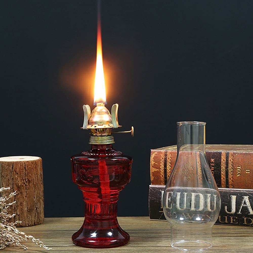 Olielampen voor gebruik binnenshuis, Vintage helder glas kerosine lamp verstelbare schakelaar orkaan lamp voor binnenverlichting decor outdoor camping kerosine olie lamp lantaarn