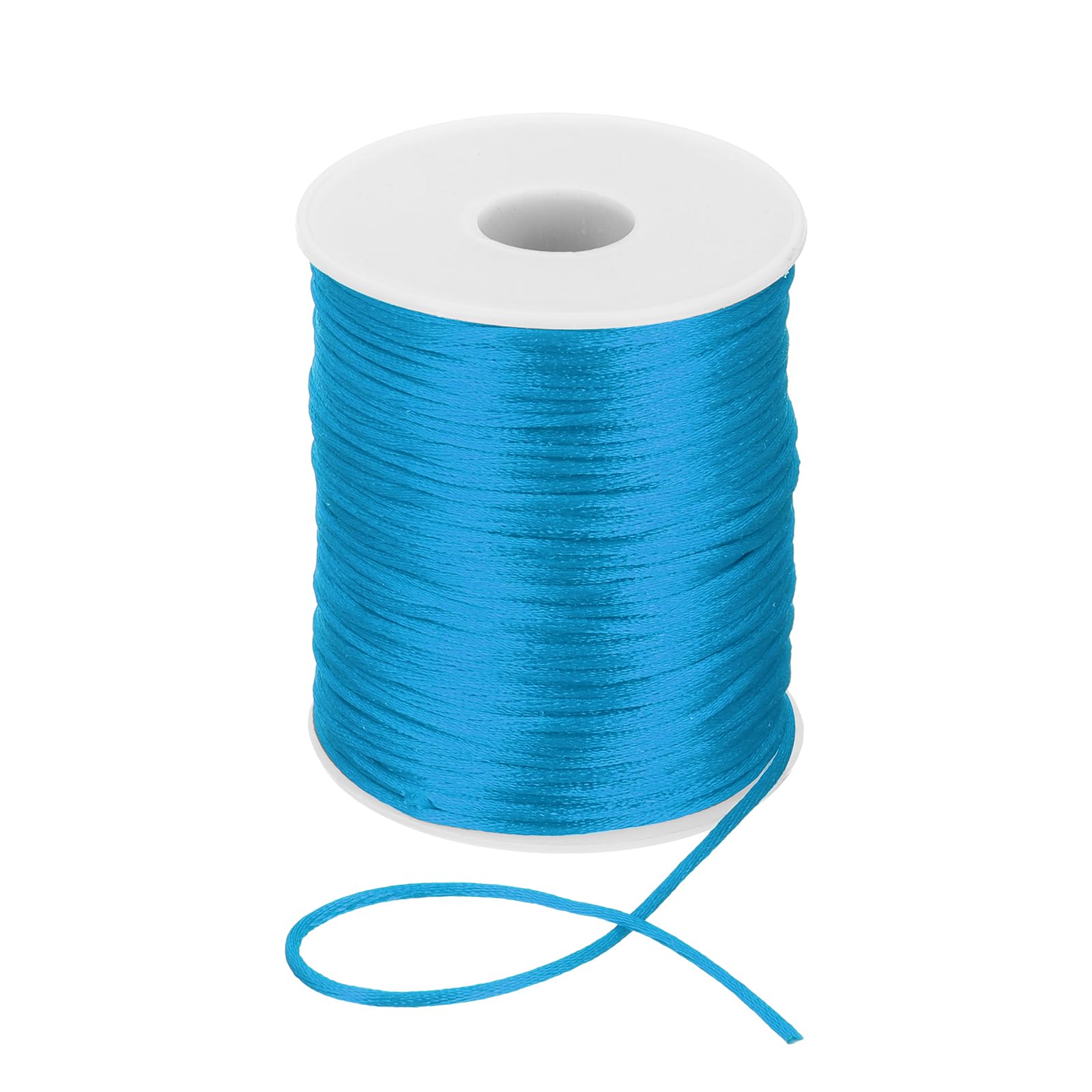 Cordon en nylon satiné bleu lac 2mm fil macramé pour fabrication de bijoux